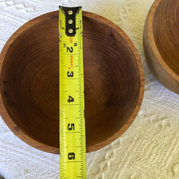 Vintage Teak Wood Hand Carved Bowls Set Of 3 MCM 60s 70s Minimalist Rustic - Picture 7 of 8